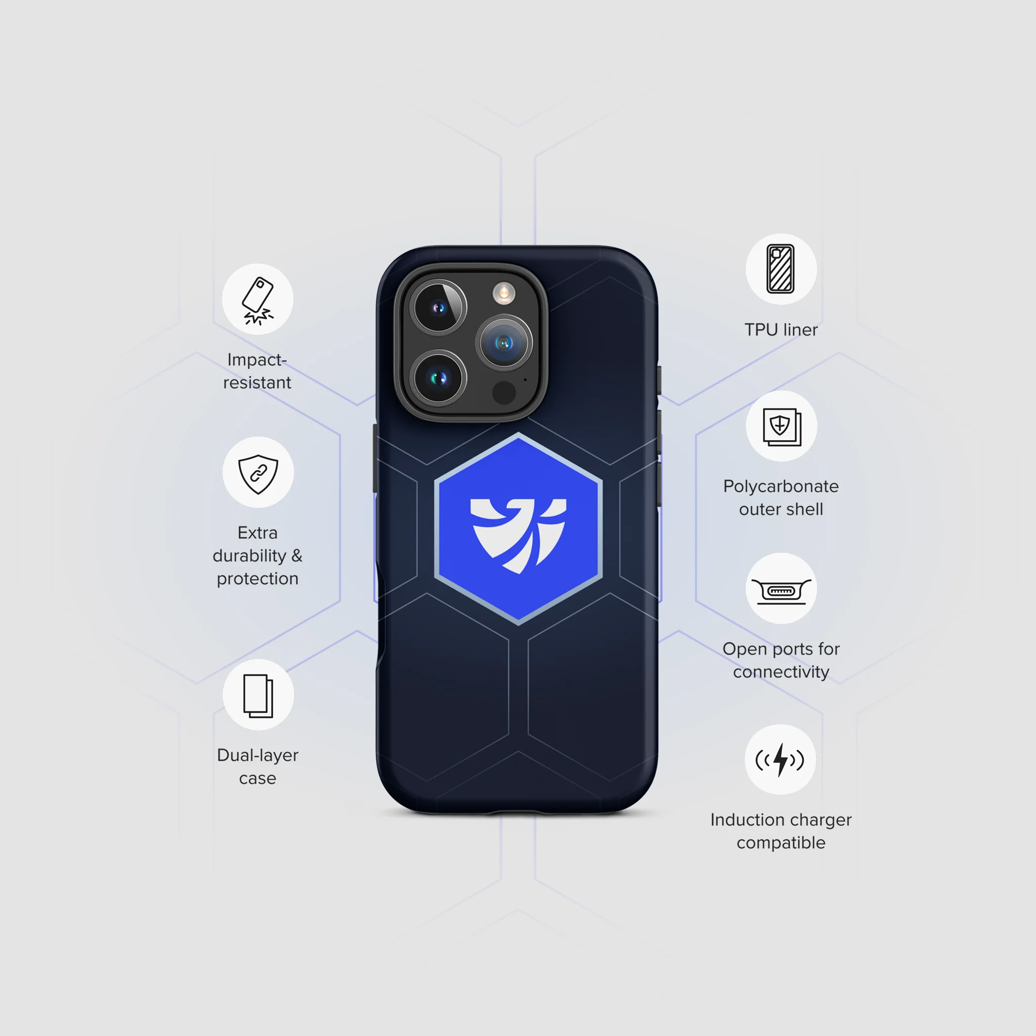Emblem Honeycomb Tough Case for iPhone® - Image 1